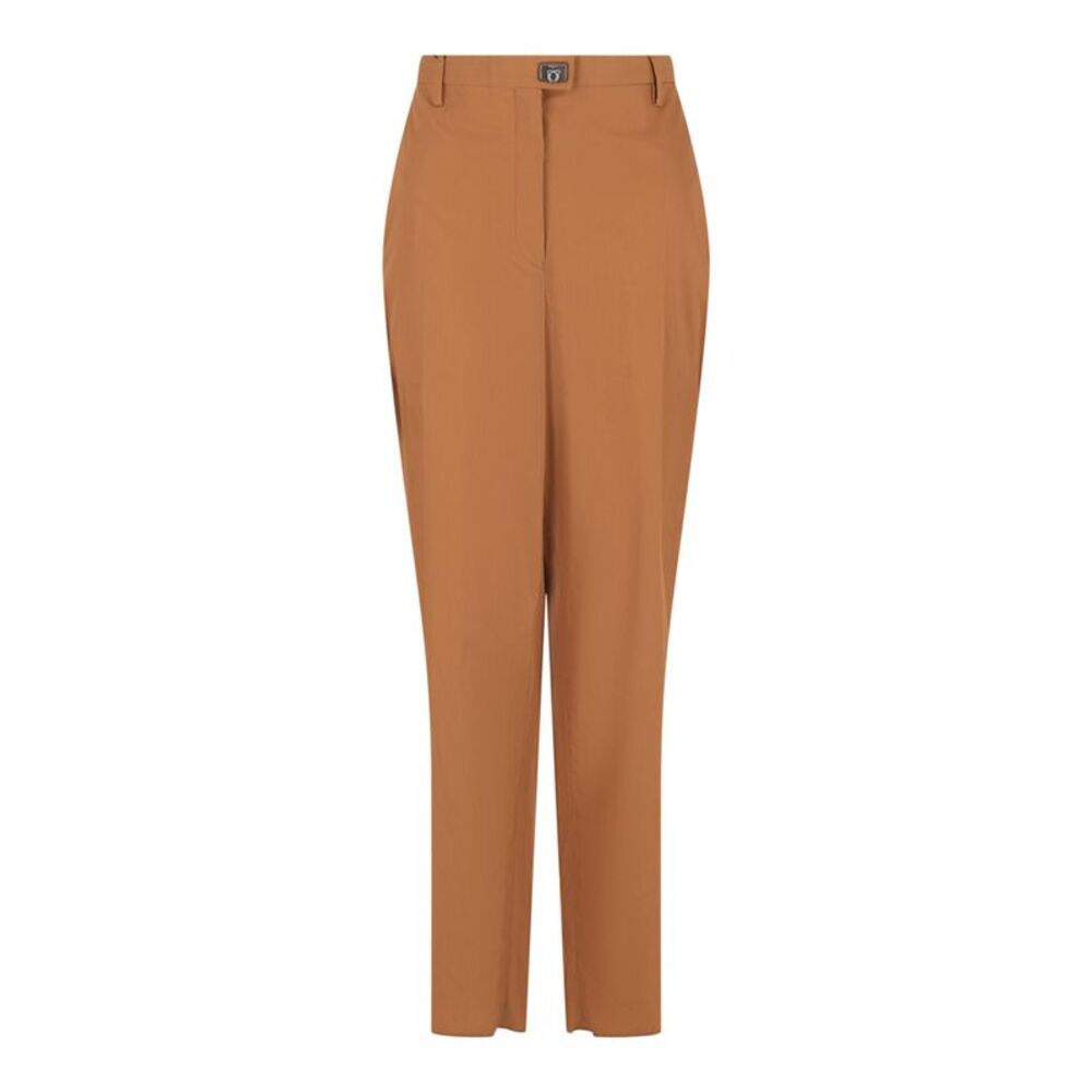 Ferragamo Creased Cropped Trousers Brown Womens